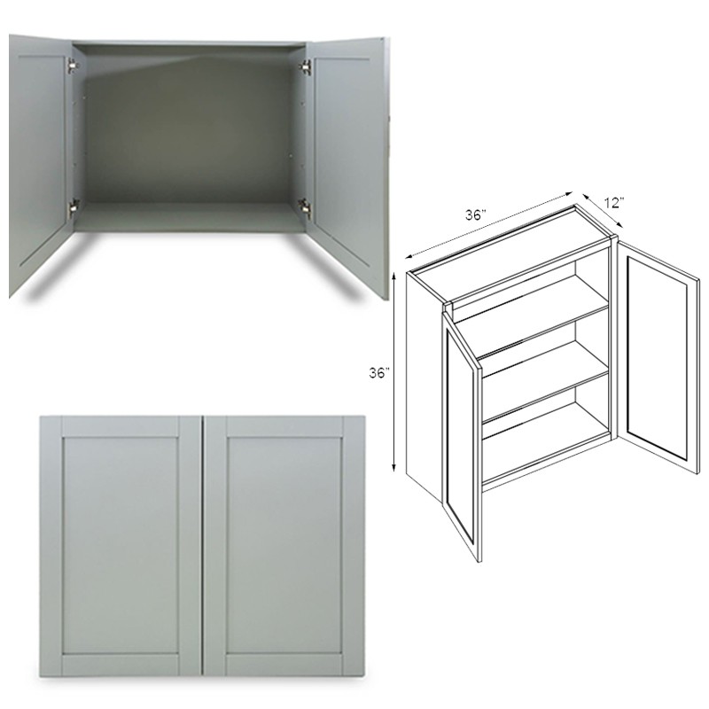 Grey Shaker Double Door Wall Mounted Cabinets Grey Shaker Double Door Wall Mounted Cabinets