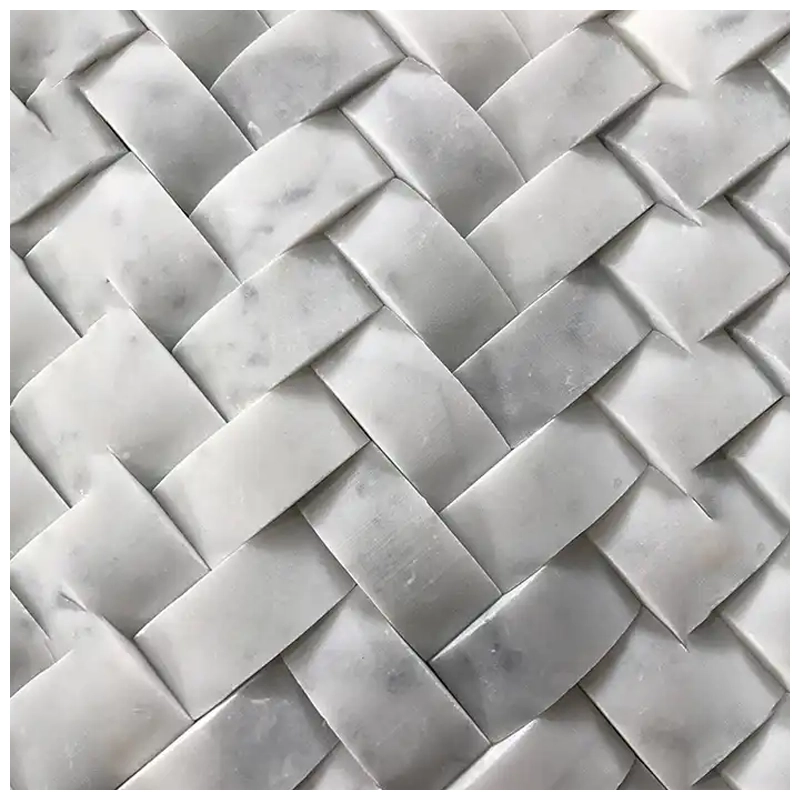 Carrara Marble Braided Pattern Mosaic Tiles Carrara Marble Braided Pattern Mosaic Tiles