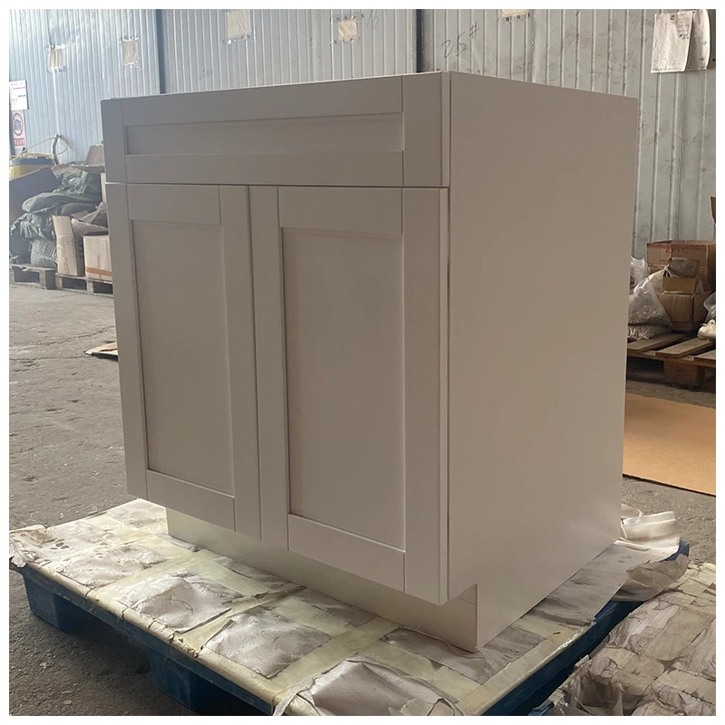 White Shaker Sink Basin Cabinet With 2 Door